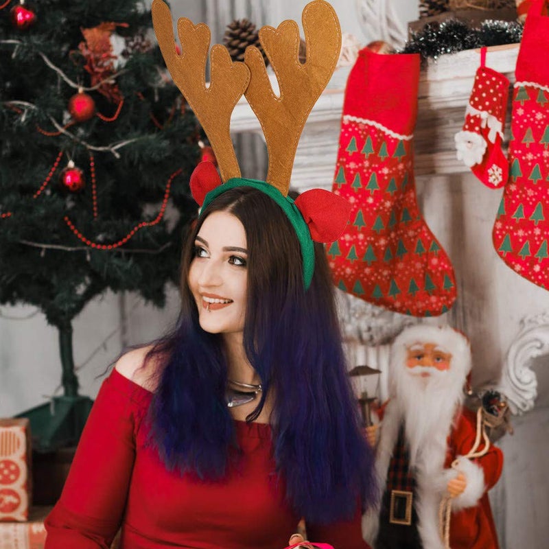 Max Fun Christmas Headbands Reindeer Antlers Headband Xmas Decoration Costume Hairbands for Christmas Parties Holiday Favors Photo Booth(Pack of 8) - Image 5